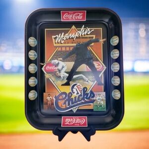 Vintage 1984 MEMPHIS CHICKS Baseball COCA-COLA Metal Serving Tray